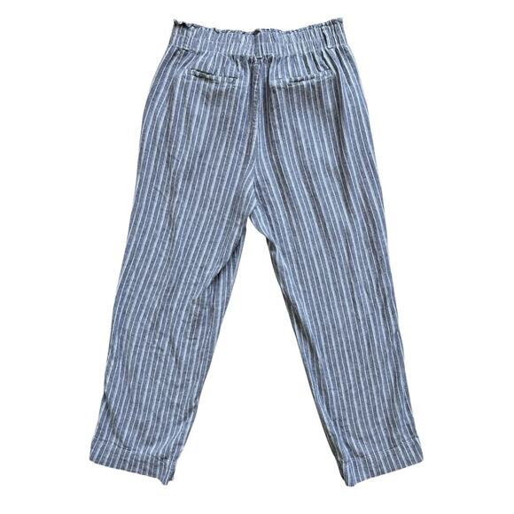 Briggs Striped Stretch Waistband Linen Blend Straight Leg Pull On Pants Size M - Picture 9 of 11